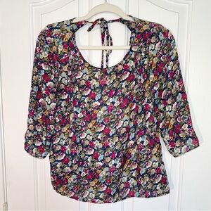 Skies Are Blue Multicolor Floral Blouse